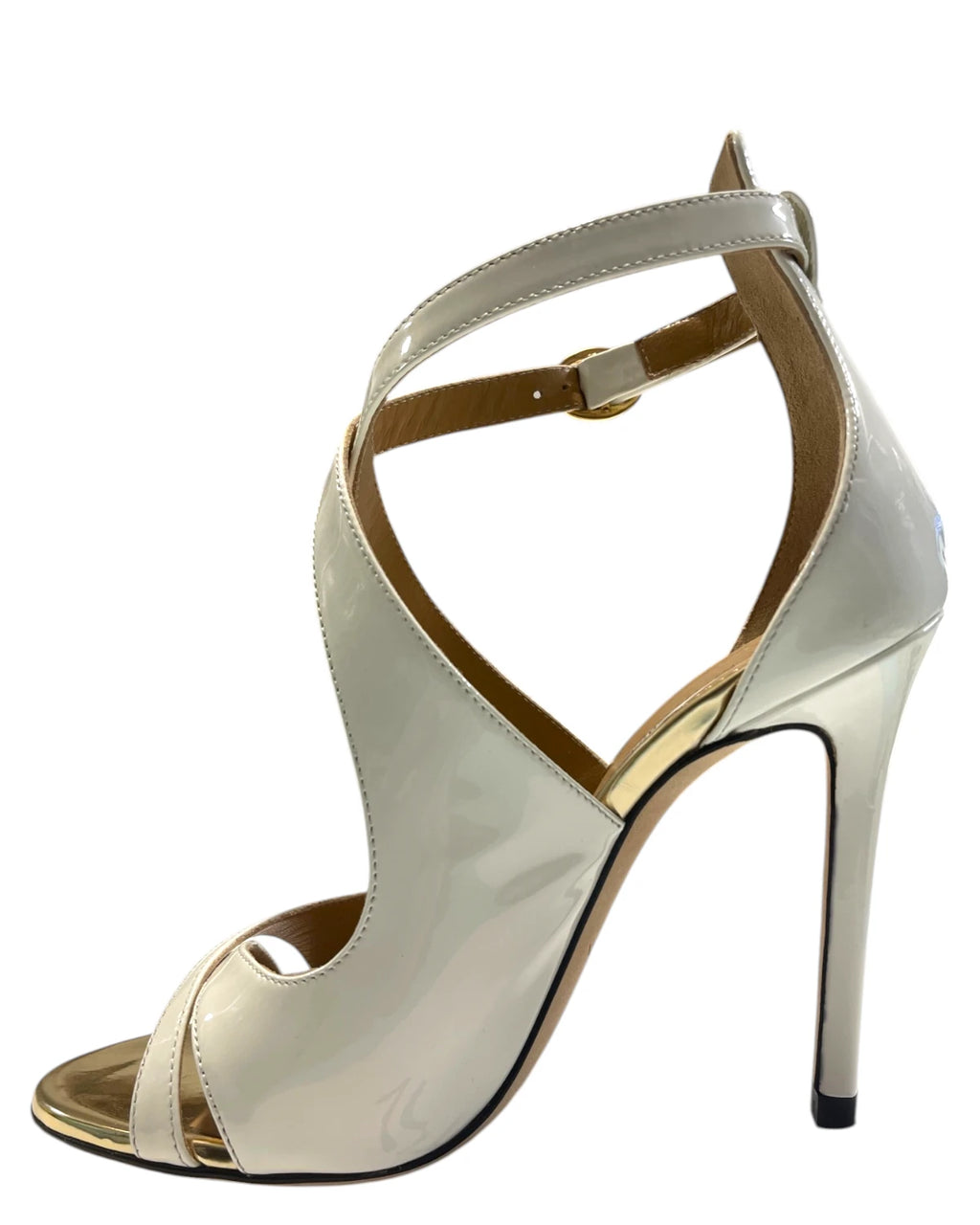 Women's White Patent Leather Stiletto Heel Sandals 11 cm