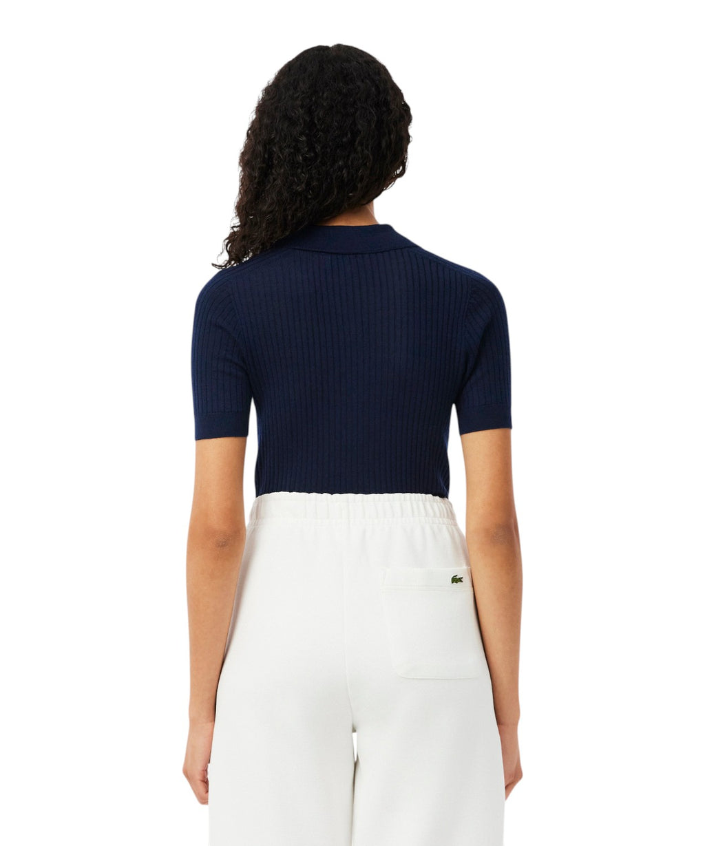 Lacoste Polo in 3D Ribbed Merino Wool