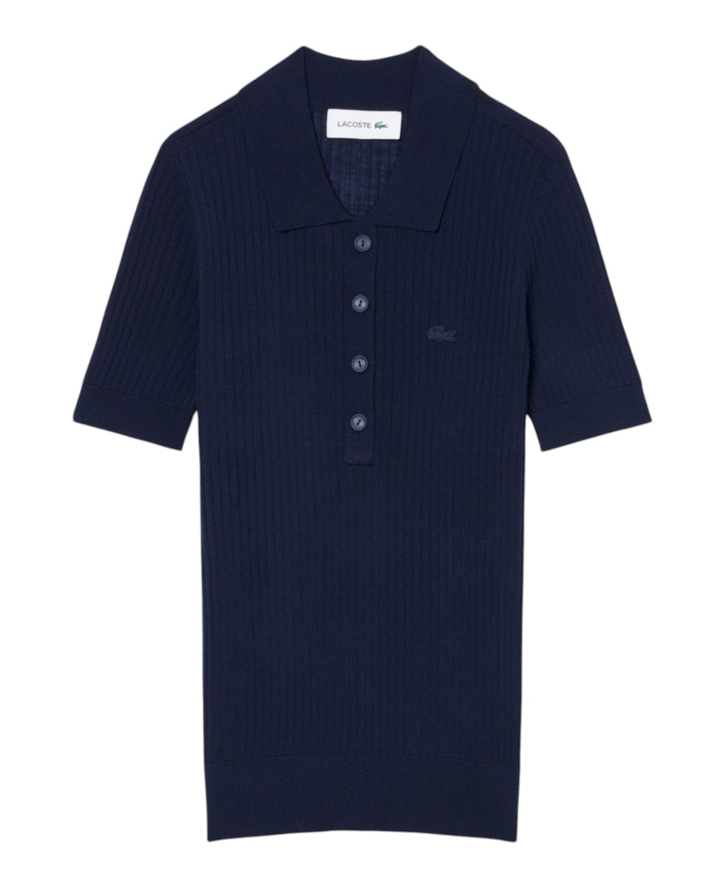 Lacoste Polo in 3D Ribbed Merino Wool