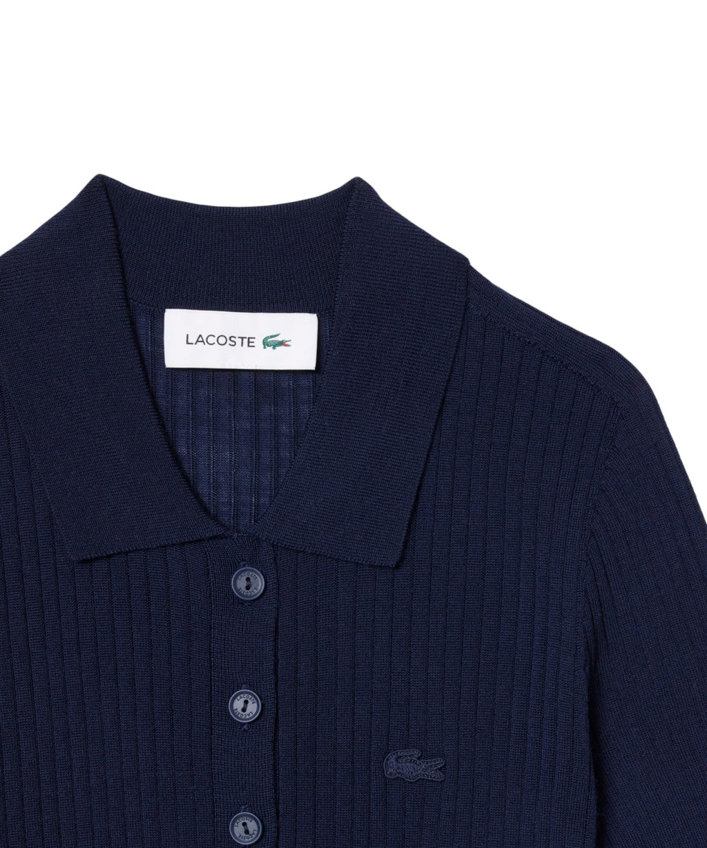 Lacoste Polo in 3D Ribbed Merino Wool