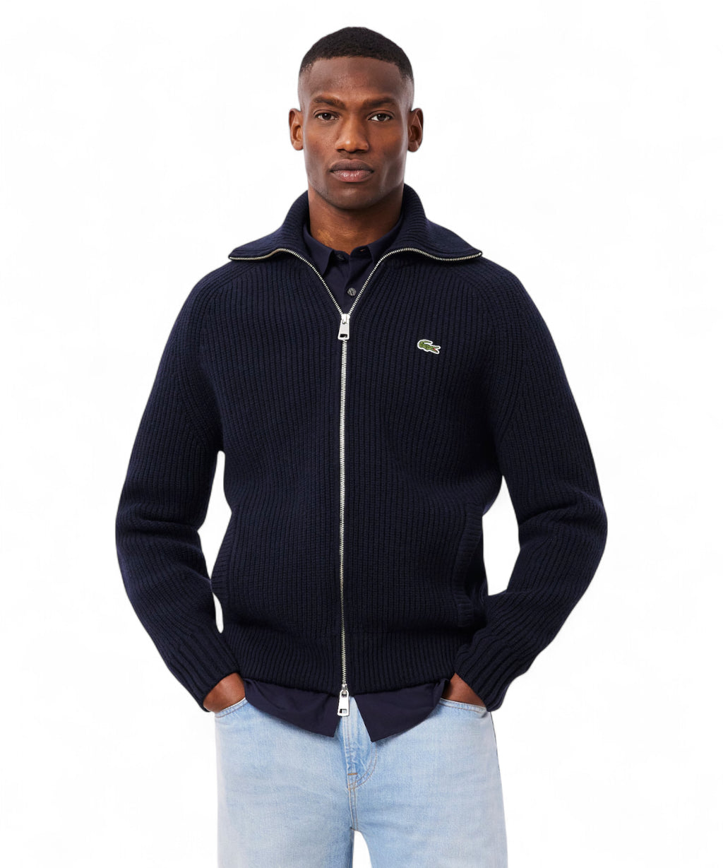 Lacoste Zipped Carded Wool Roll-Neck Sweater