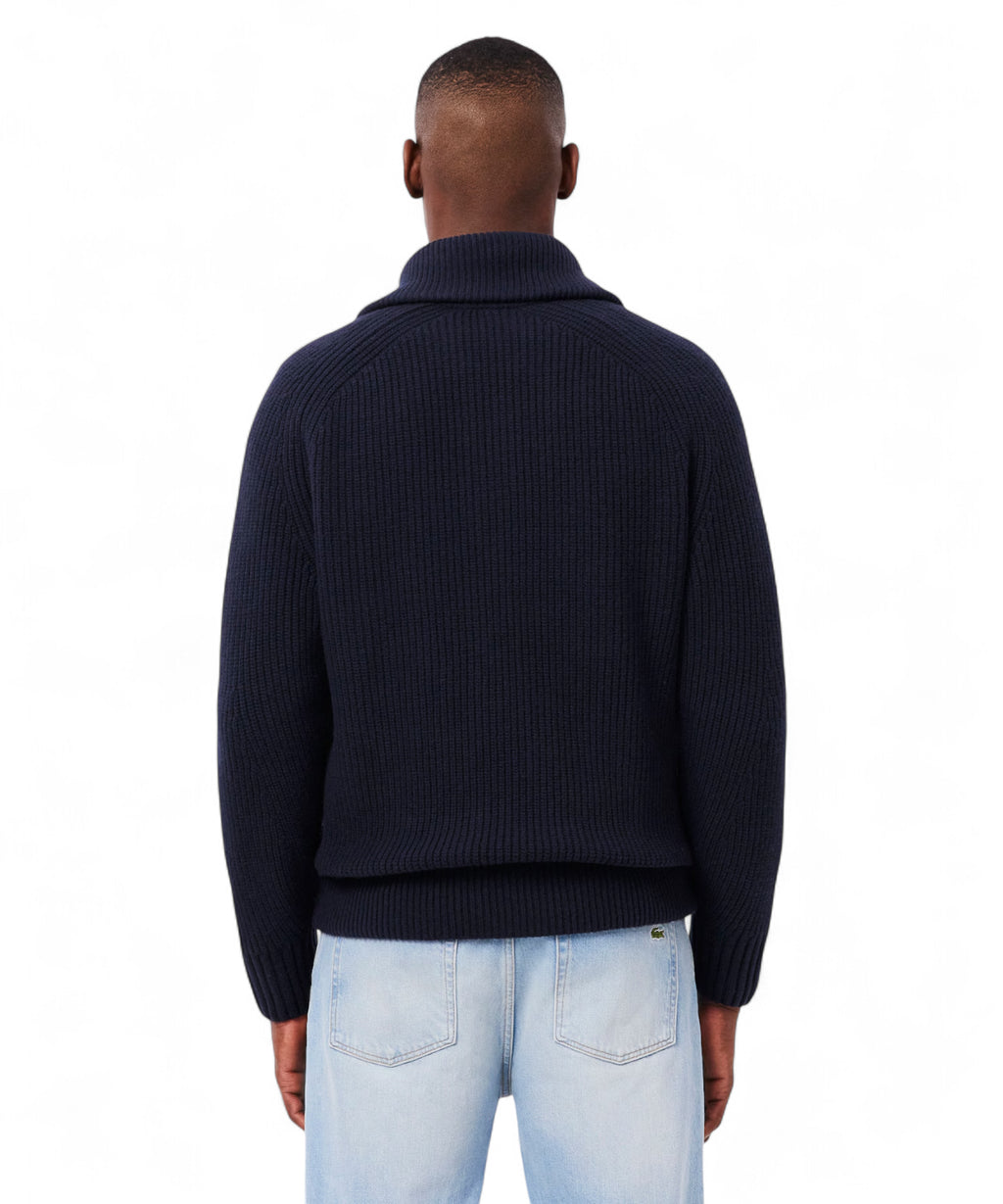 Lacoste Zipped Carded Wool Roll-Neck Sweater