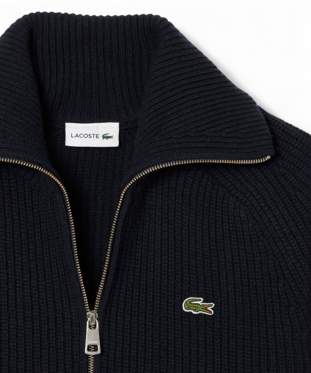 Lacoste Zipped Carded Wool Roll-Neck Sweater