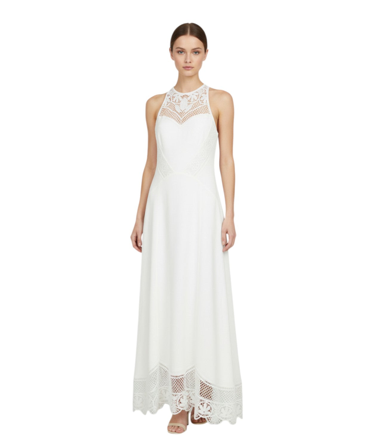 Abito Lungo Smanicato Twinset con Inserti in Pizzo