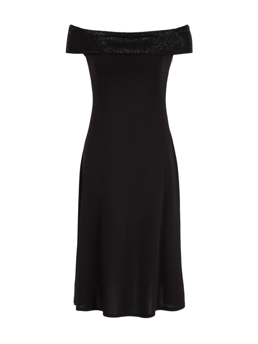 Abito in jersey stretch di viscosa con scollo rivestito di strass-Emporio Armani-Abiti-Vittorio Citro Boutique