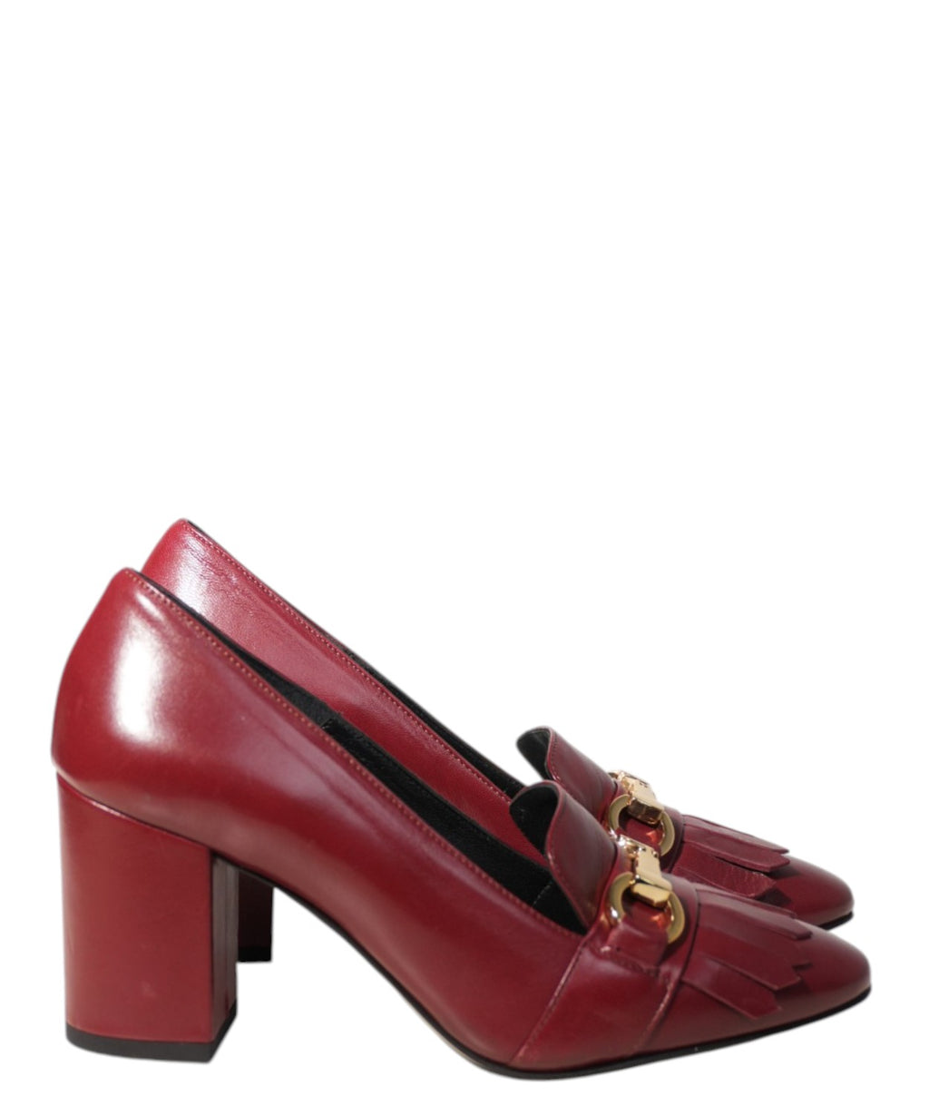 Czółenka damskie z nappa w kolorze rubinowym - Franco Russo