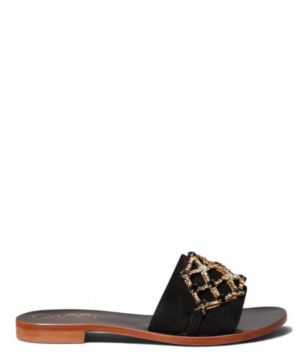 Vittorio Citro Capri Suede Leather Slipper with Jewel Application