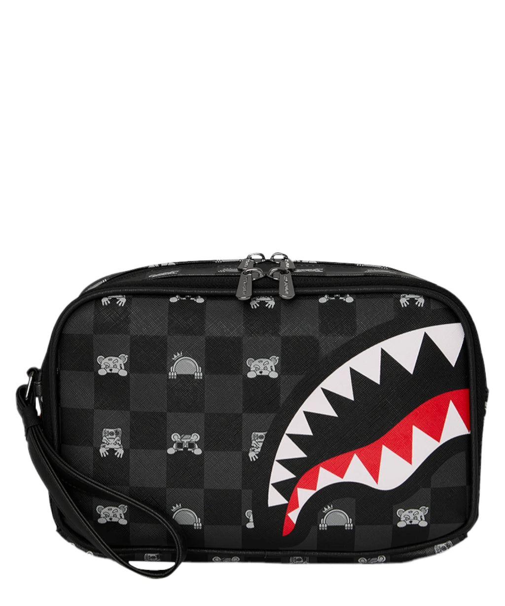 Sprayground Gray Peeking Character Check Toaletní taška Brick Beauty Case
