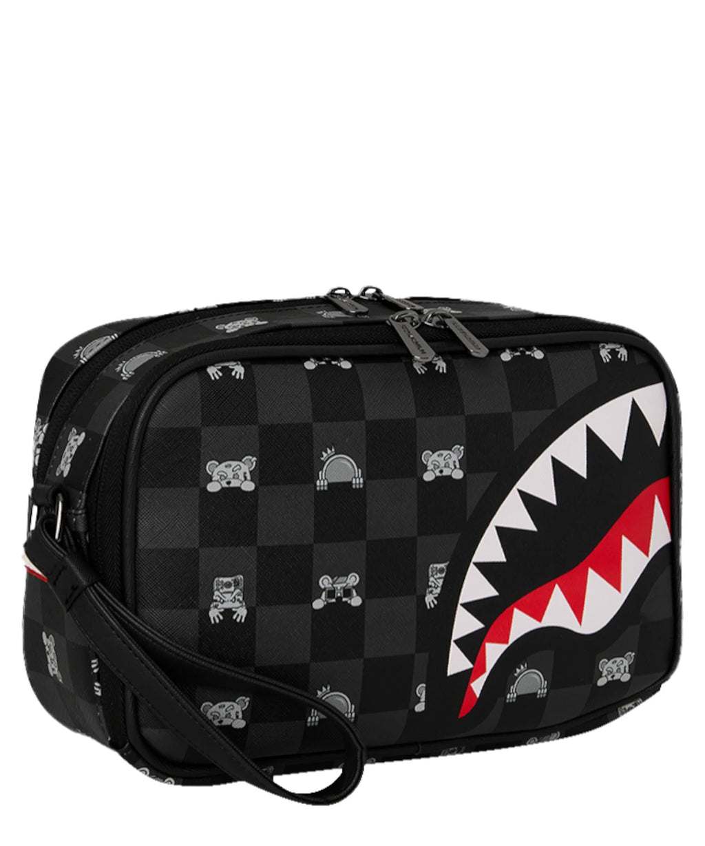 Sprayground Gray Peeking Character Check Toaletní taška Brick Beauty Case