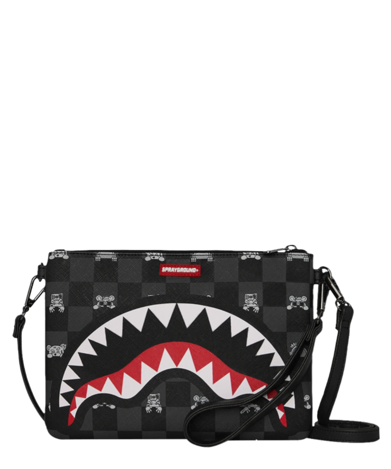 Sprayground crossbody pochette con grafica shark