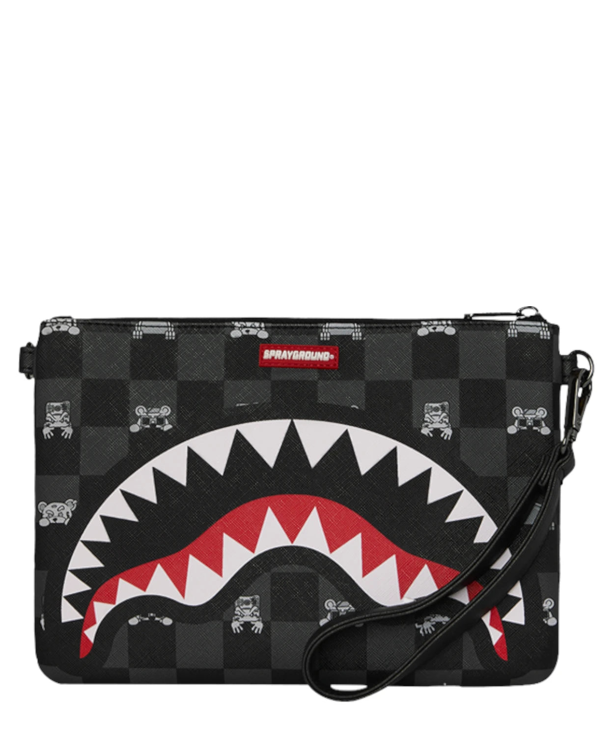 Sprayground crossbody pochette con grafica shark