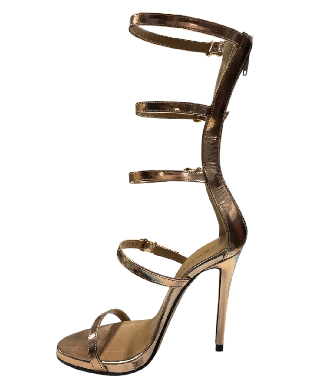 Platform and High-Heeled Sandal with Straps and Back Zipper