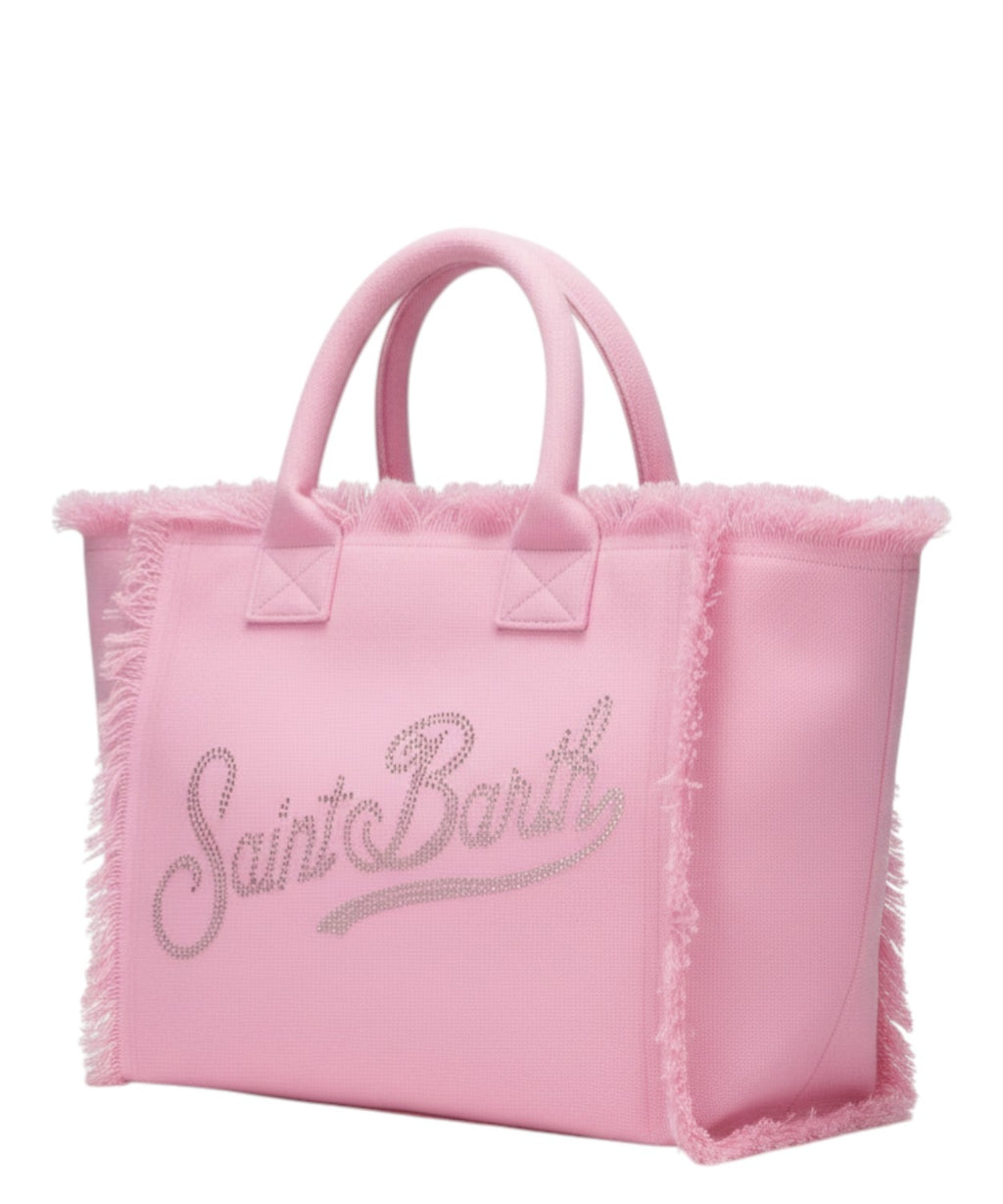MC2 Saint Barth Vanitytas in canvas met strass-logo