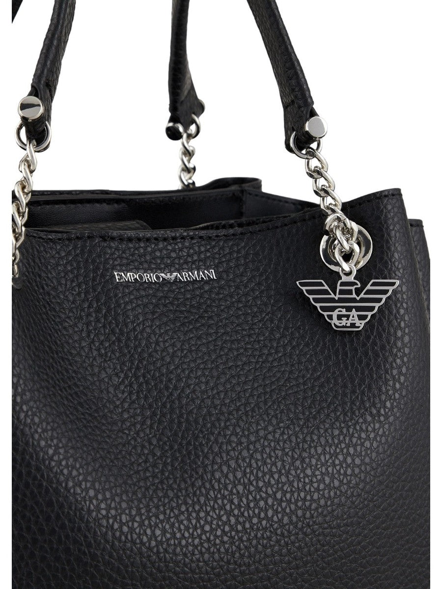 Borsa a Mano Effetto Palmellato con Charm Aquila: Eleganza Quotidiana-Emporio Armani-Borse a mano-Vittorio Citro Boutique