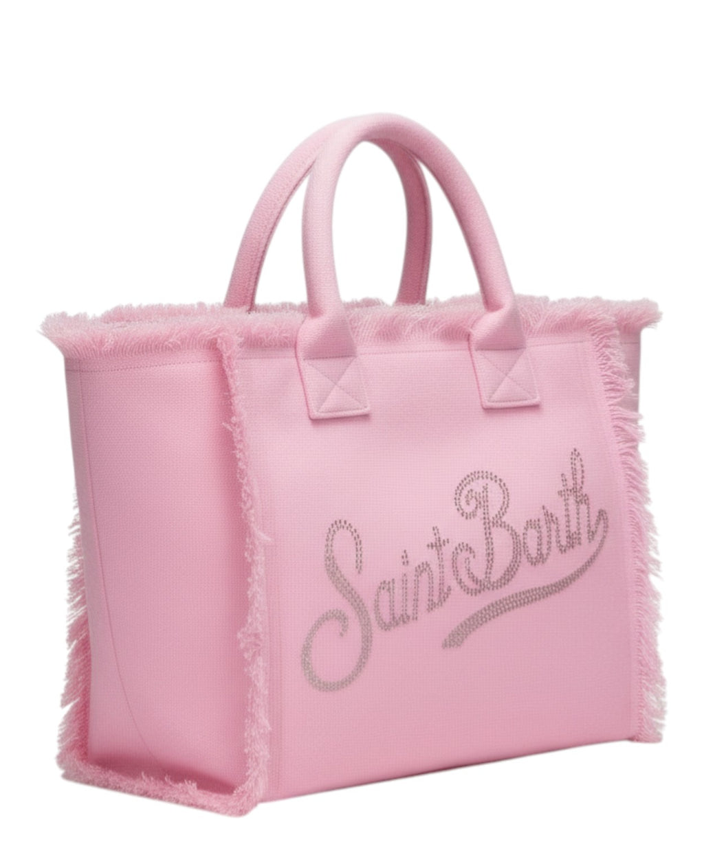 MC2 Saint Barth Vanitytas in canvas met strass-logo