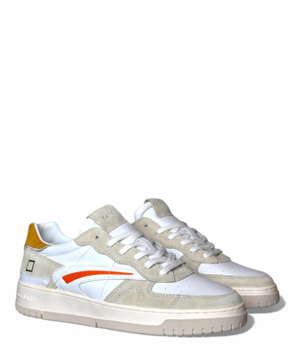 D.A.T.E. Tournament Pure Calf White Yellow Sneakers