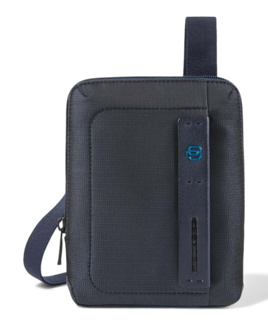 Men's Mini iPad Shoulder Bag in Leather and Fabric
