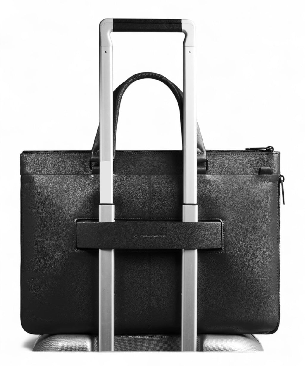 Borsa Porta PC 15,6" in Pelle con Tracolla e Sistema Shock Absorber-Piquadro-Borse da lavoro-Vittorio Citro Boutique