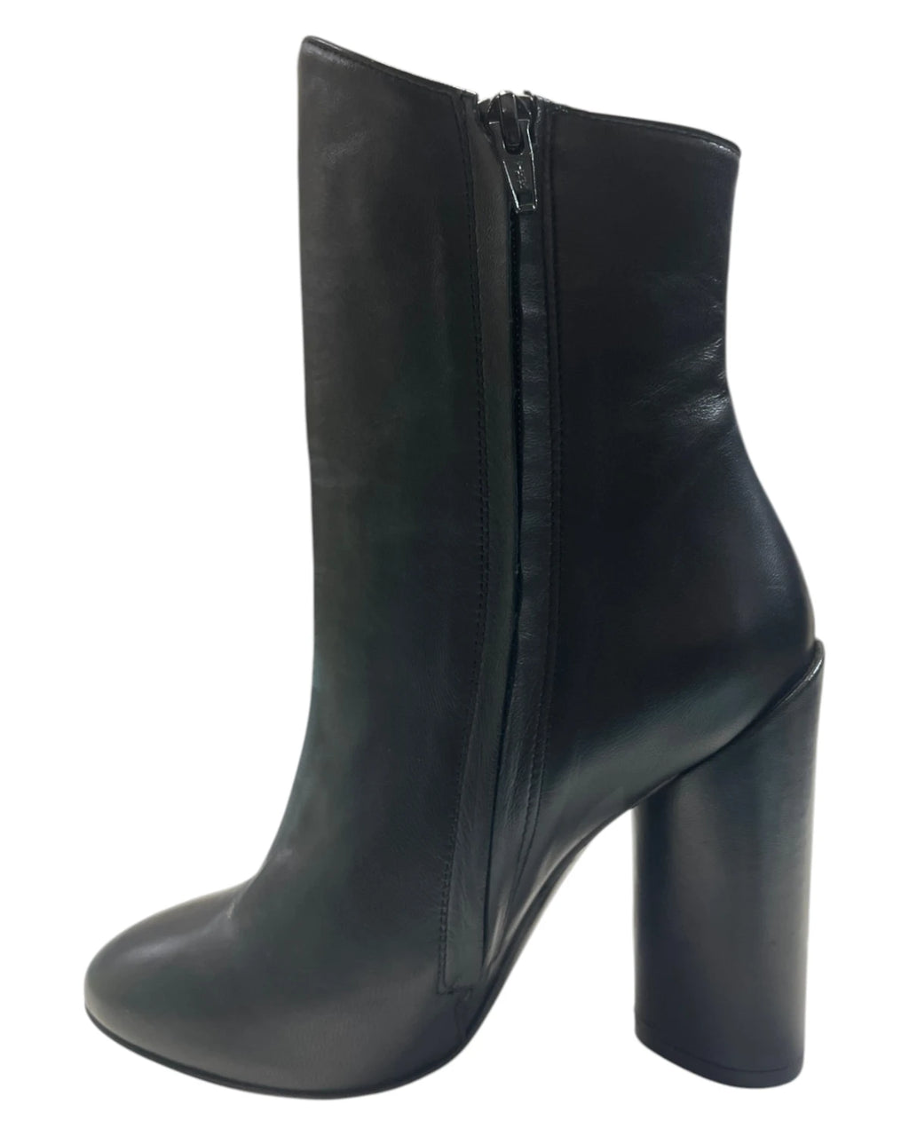 Marc Ellis Women's Black Leather Boot with Side Zip and Block Heel