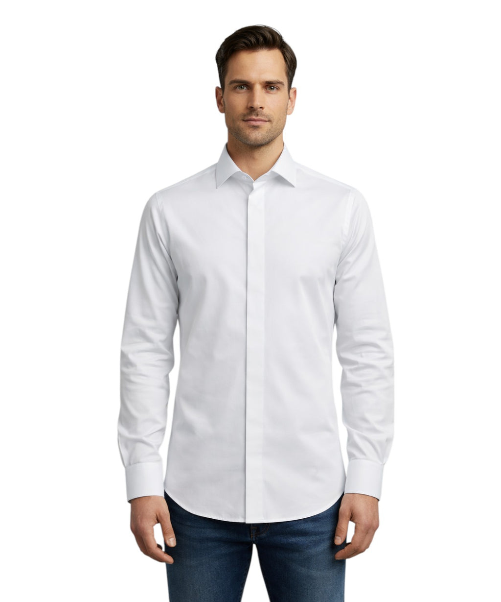 Slim fit hvid skjorte til herre til ceremoni