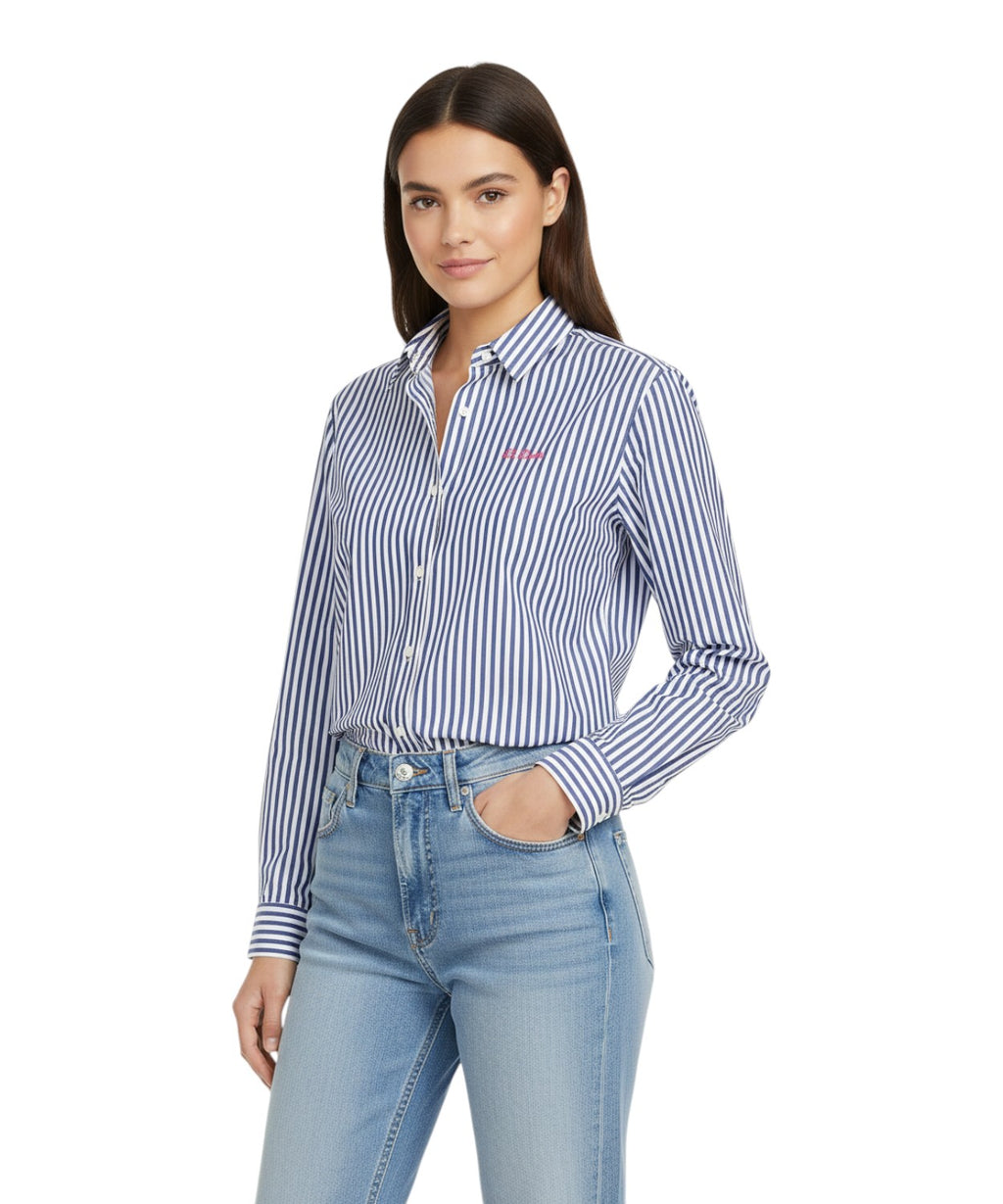 Camicia Brigitte i bomuldspoplin med Labubu broderi