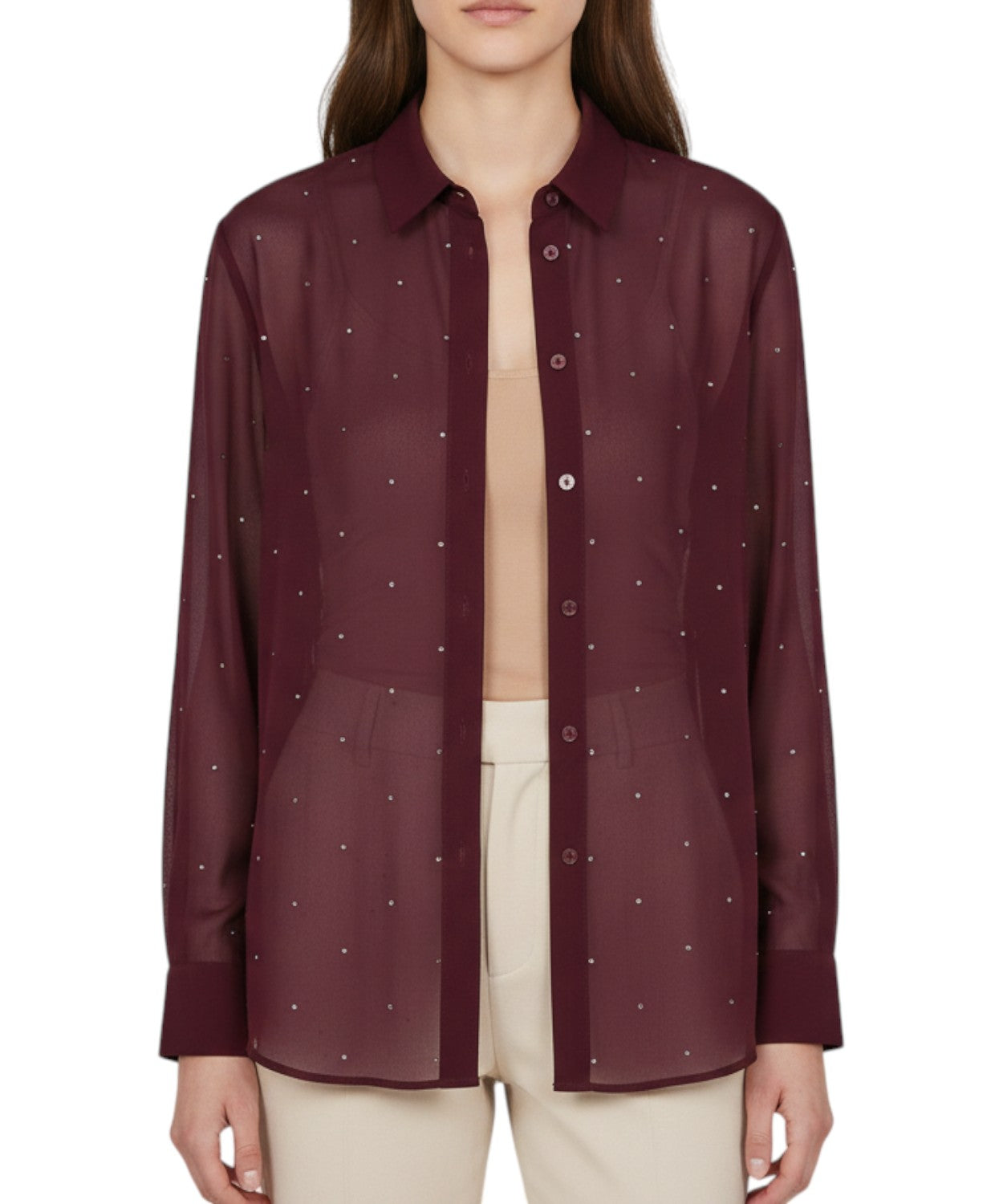 Camisa MC2 Saint Barth Brigitte en georgette con strass