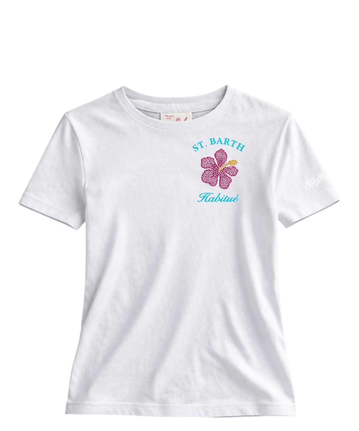 Emilie MC2 Saint Barth T-shirt with Rhinestone Embroidery