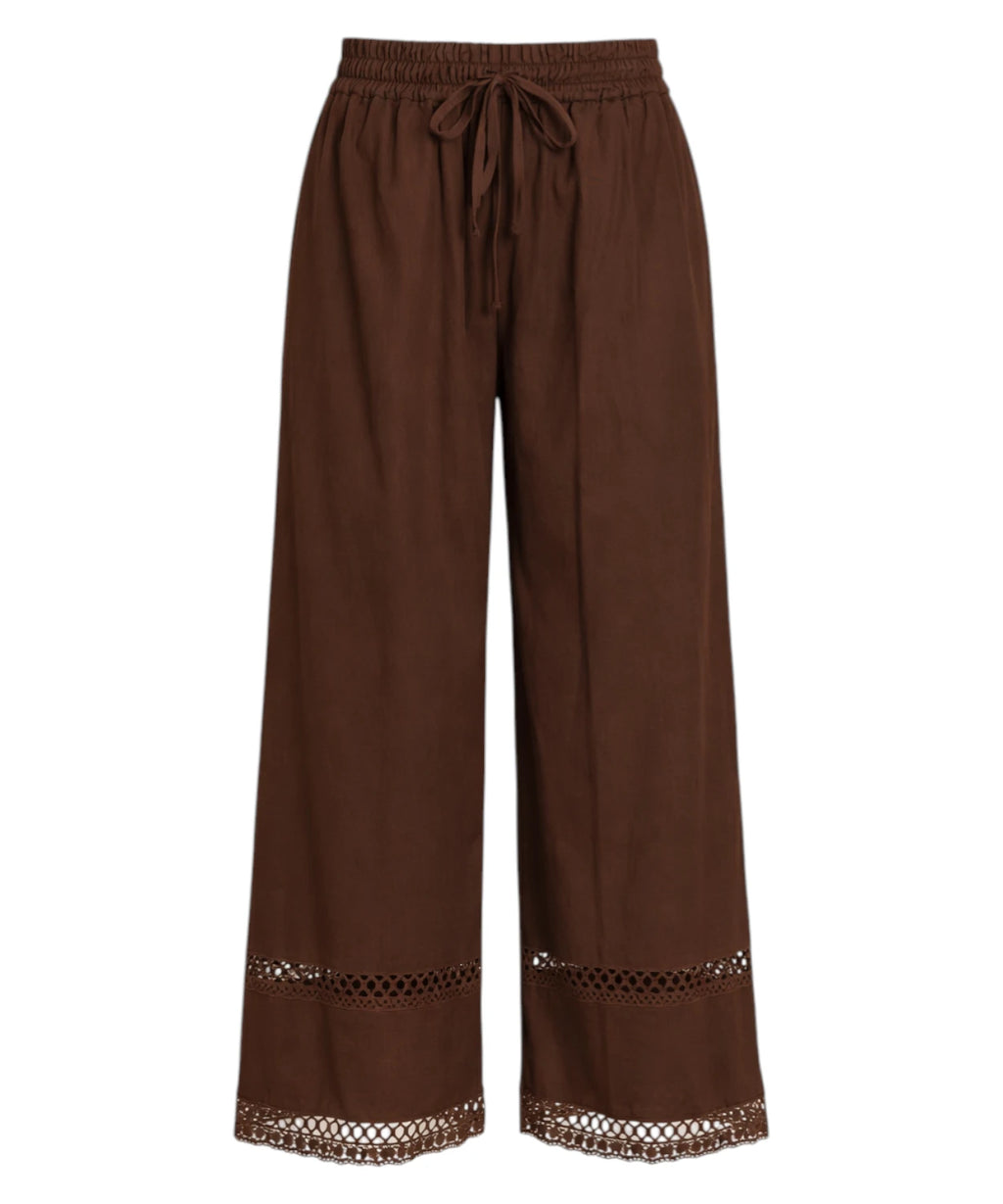 Twinset Embroidered Cotton Poplin Wide-Leg Trousers