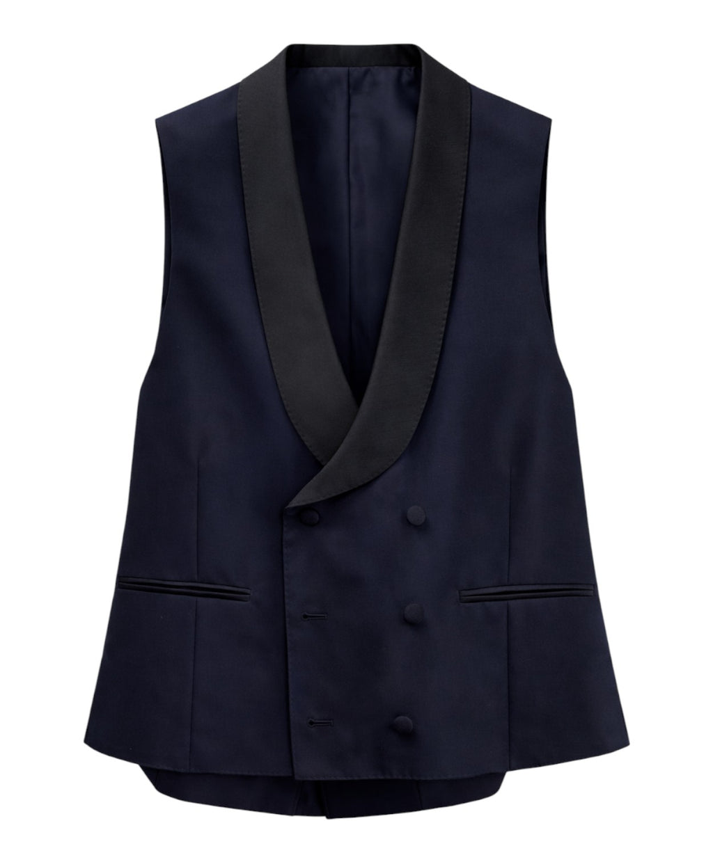 Lardini men's suit with satin lapels and jetted pockets