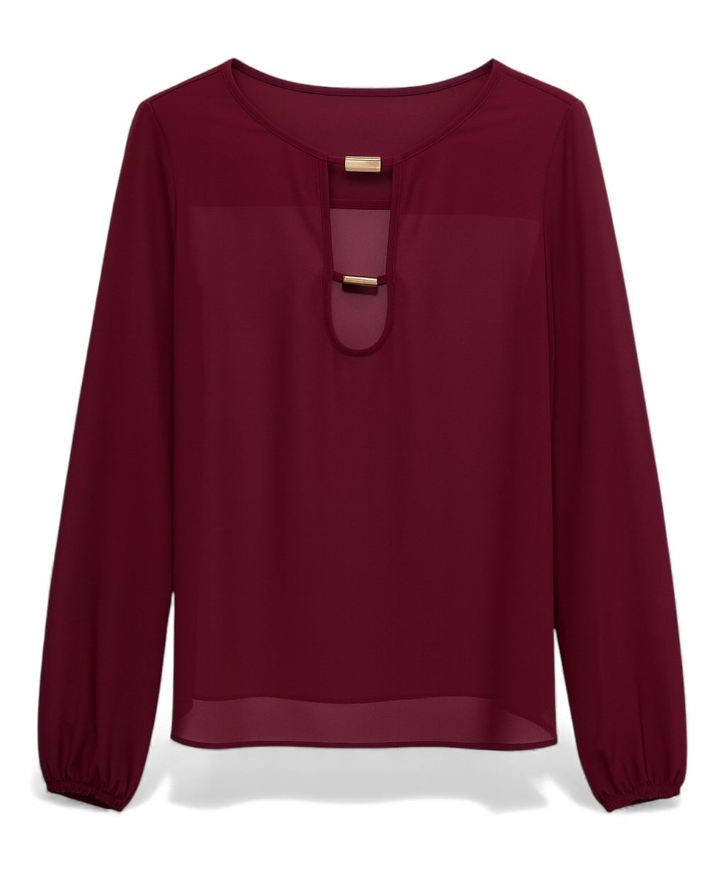 Tuwè Elegant Chiffon Blouse with Teardrop Neckline