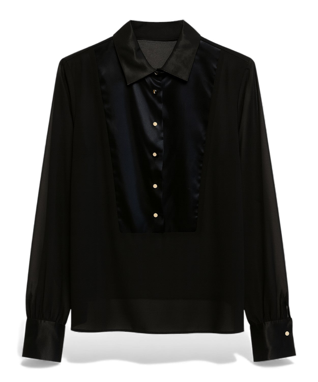 Elegante Camicia Satin Nera Tuwè