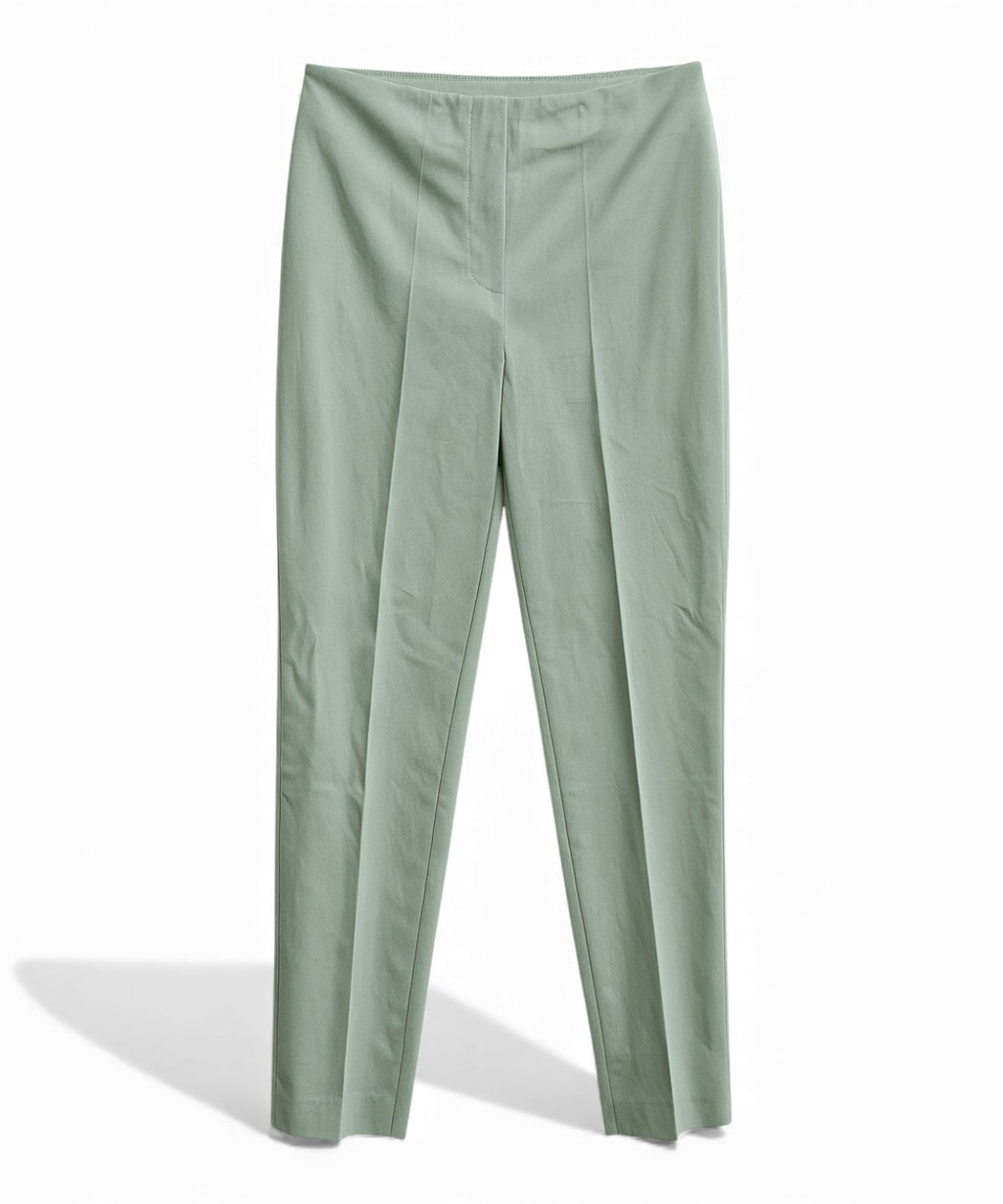 Sage Green Centre Crease Trousers Blubianco