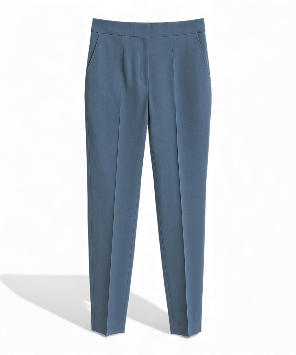 Blue and White Trousers with Central Pleat