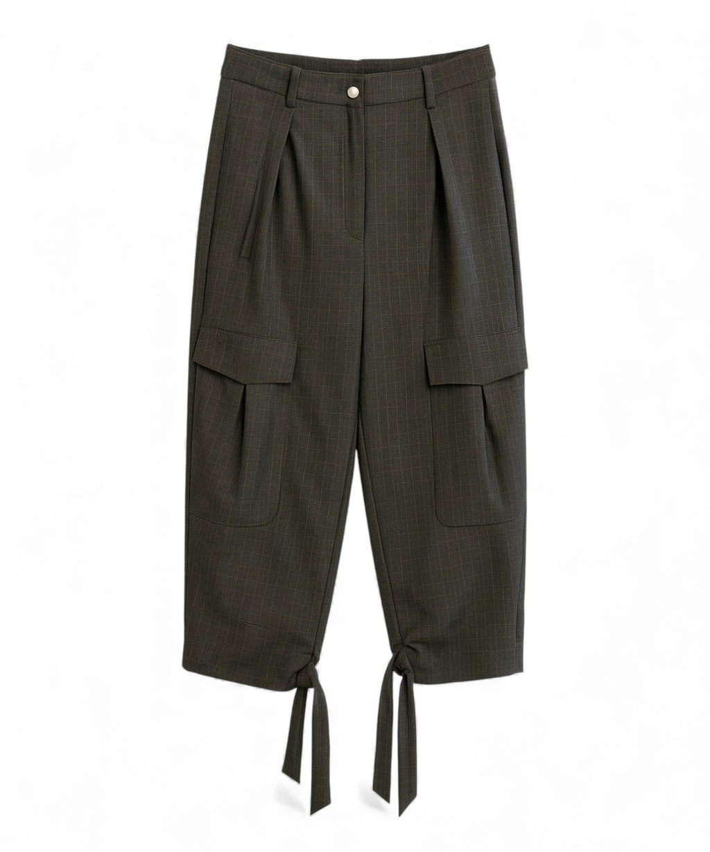 Pinstriped Drawstring Cargo Trousers