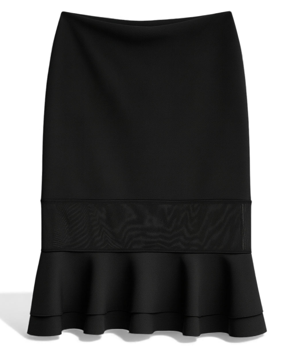 Black Skirt with Ruffles and Organza Band