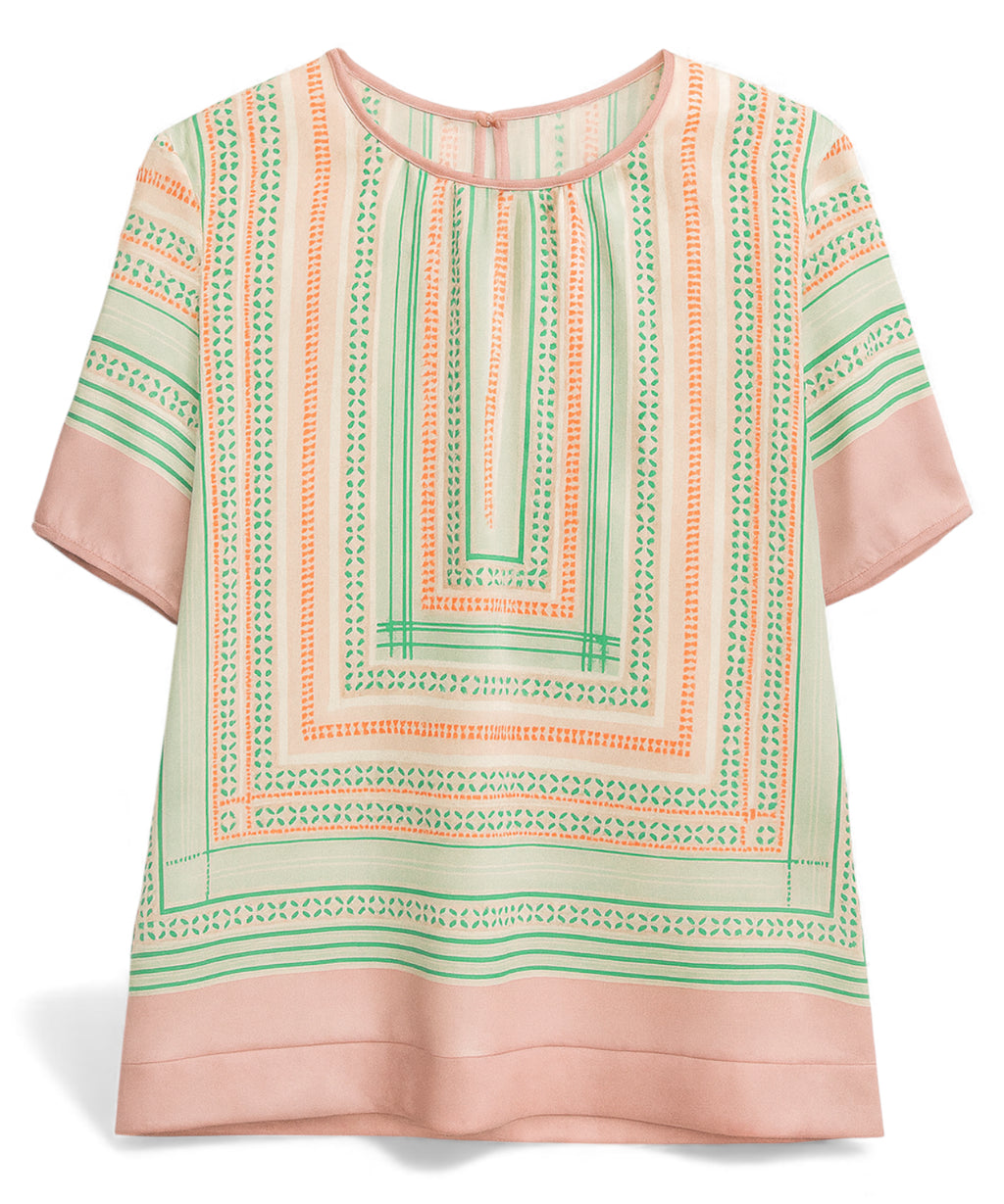 Satin Blouse with Geometric Print