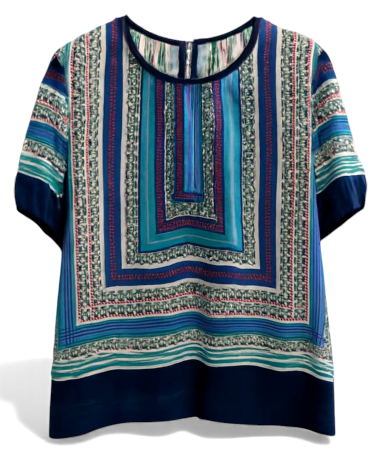 Blusa Satin con Stampa Geometrica