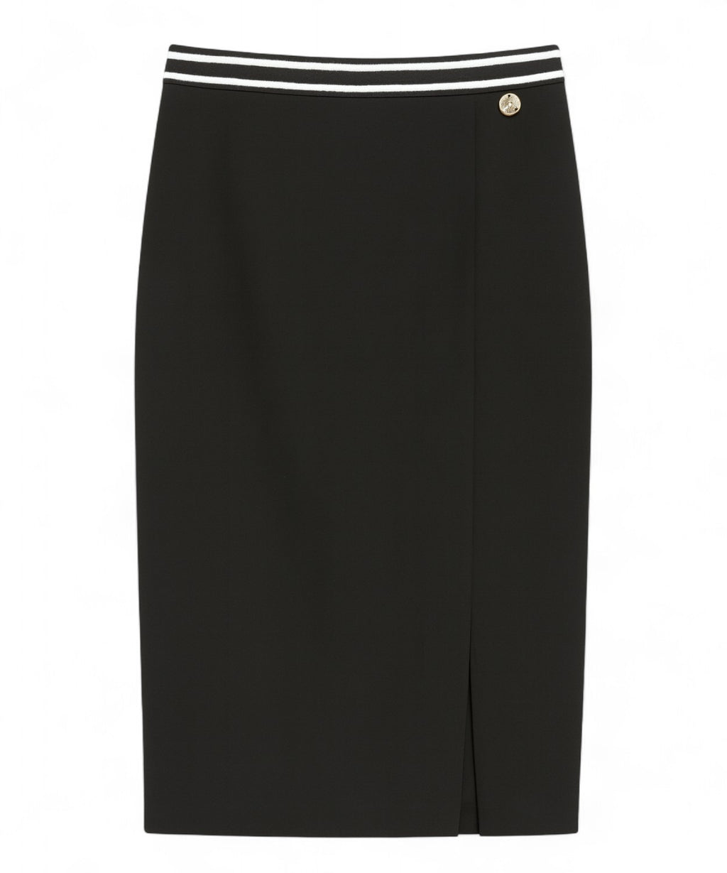 Tuwe Sheath Skirt with Waistband and Slit