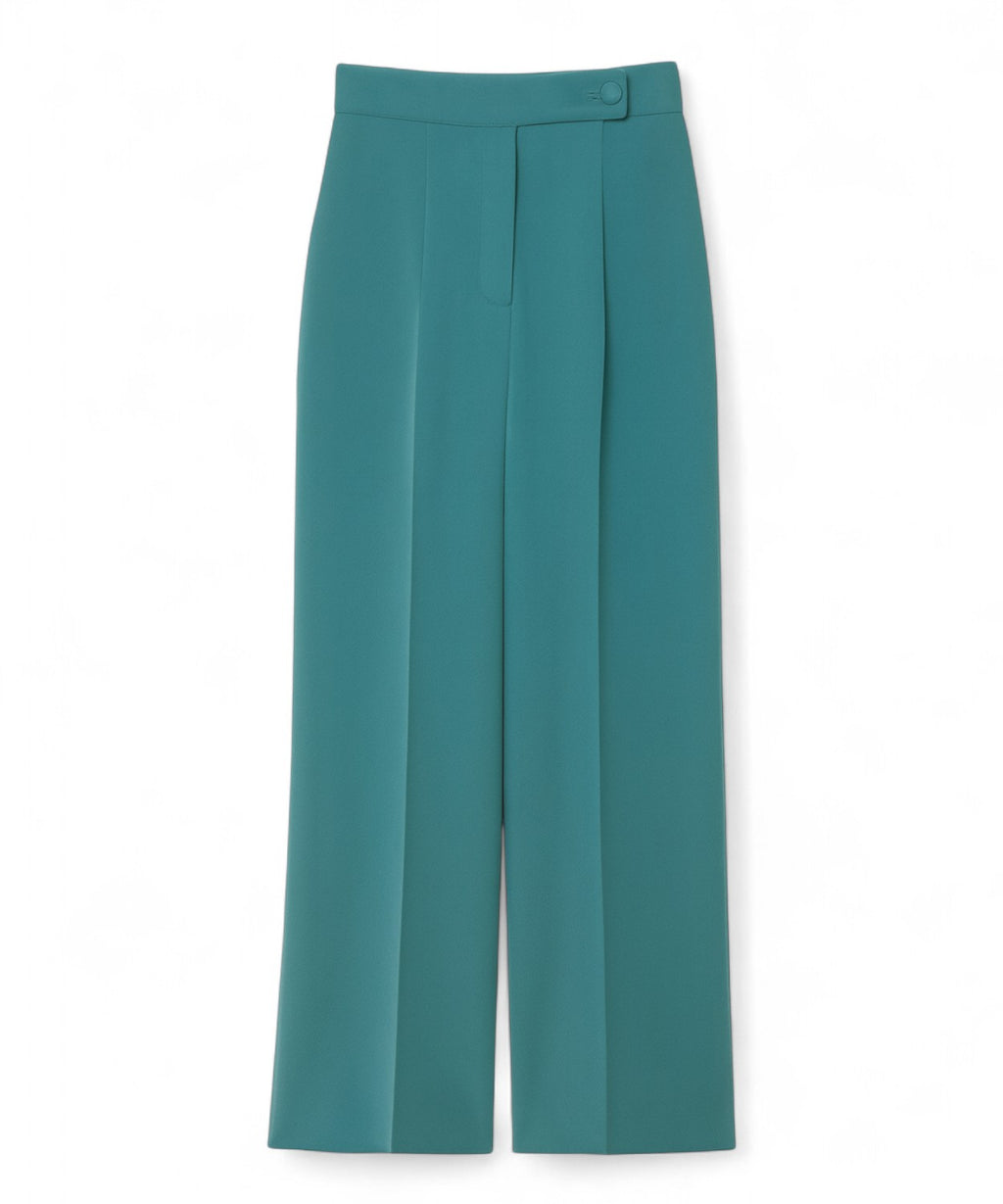 Cady Trousers with Pleats and Satin Waistband