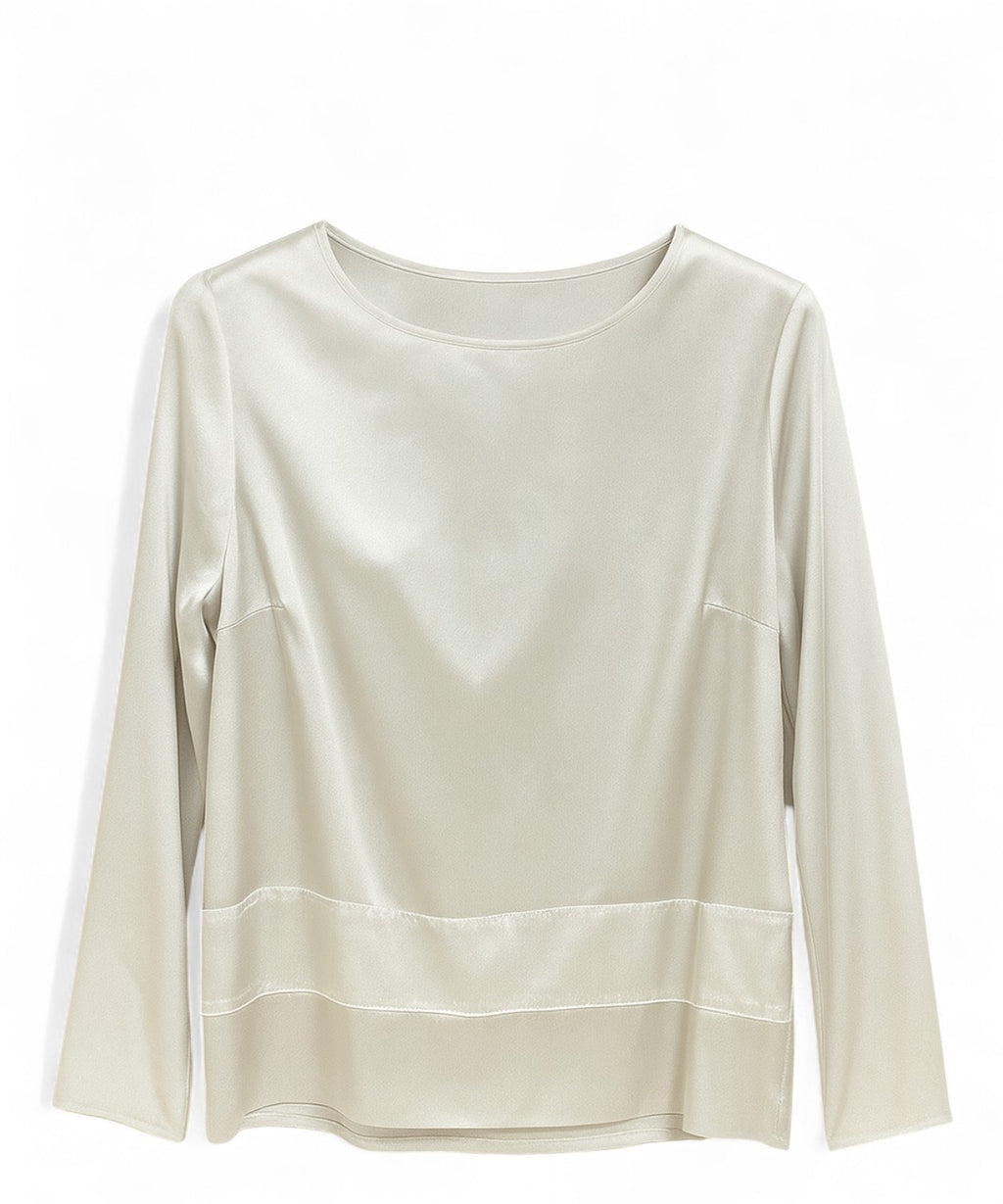 Long-Sleeved Satin Blouse