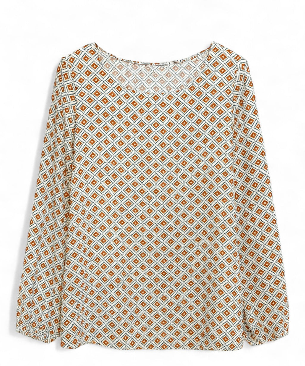 Crepe Blouse with Geometric Pattern