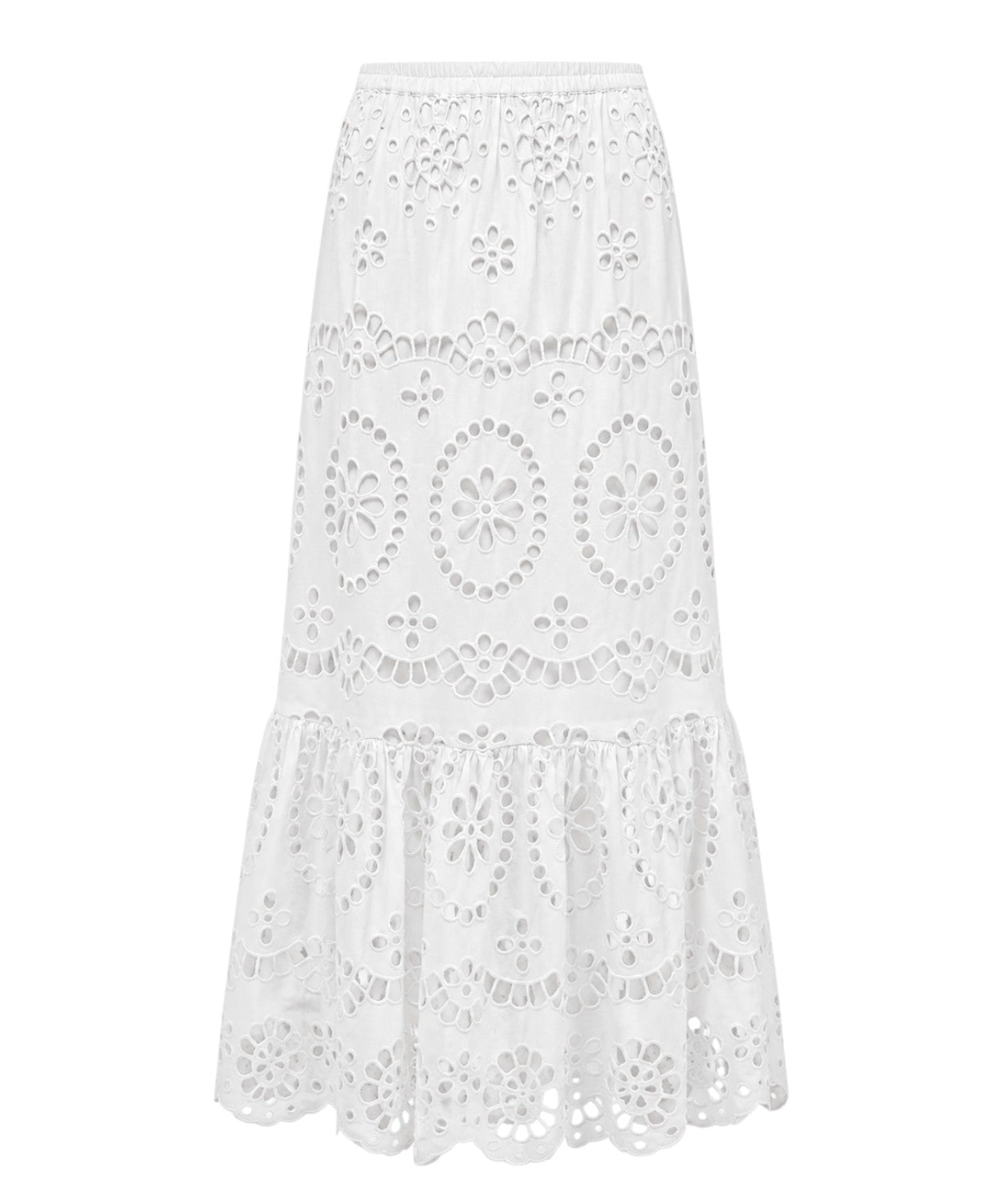 Cotton Sangallo Skirt with Ruffles for Summer Looks