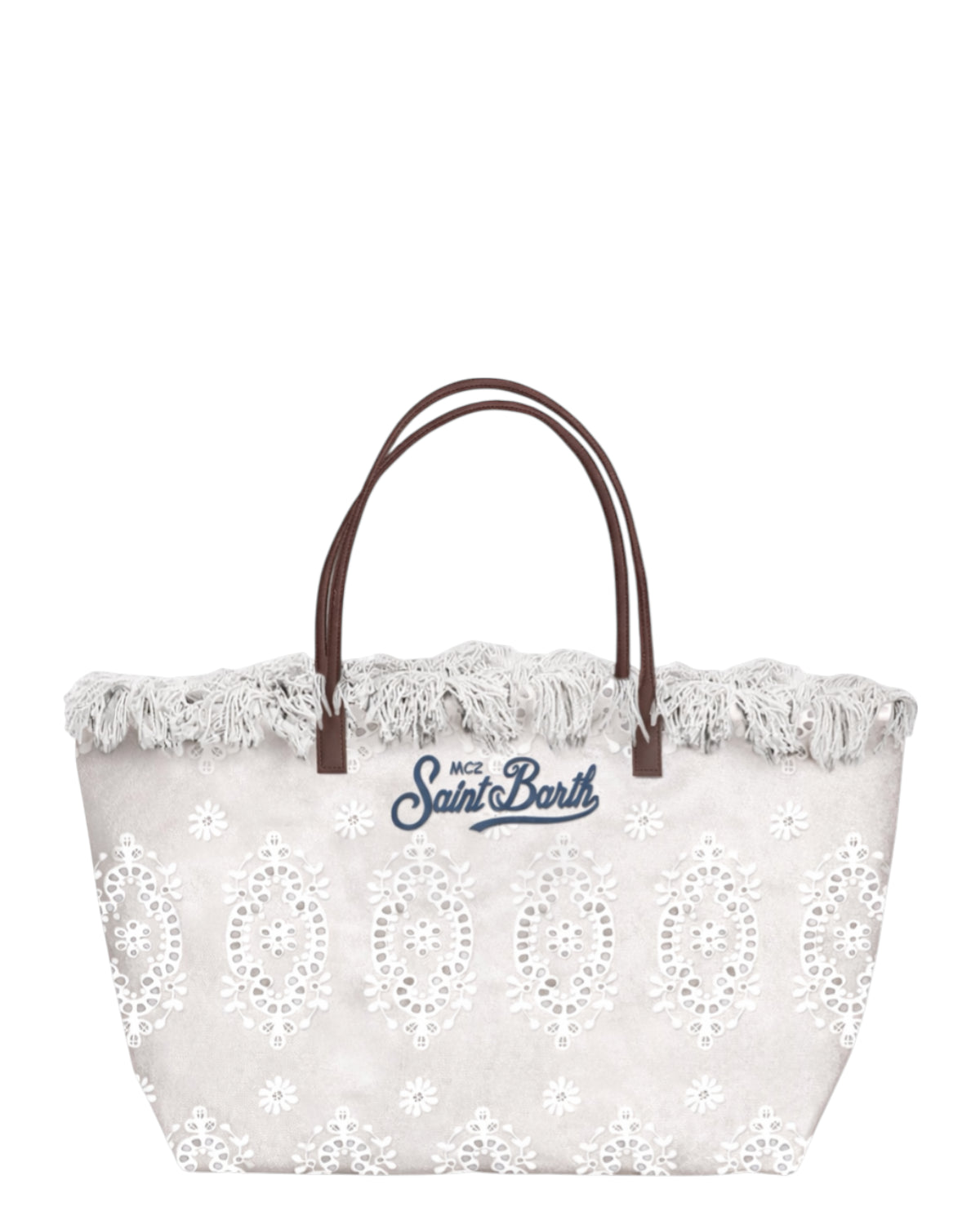 Borsa Shopper City Medium in Sangallo con Frange e Zip