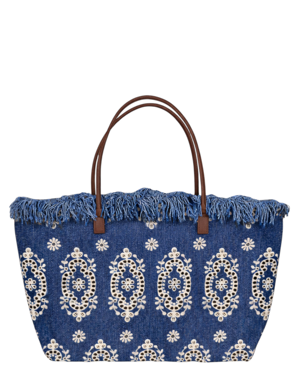 Bolso City Regular Sangallo denim con flecos