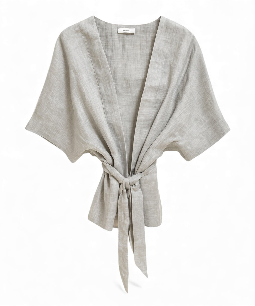 Iridescent Linen Kimono with Front Knot