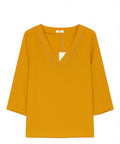 Blusa con Scollo a V in Tessuto Leggero