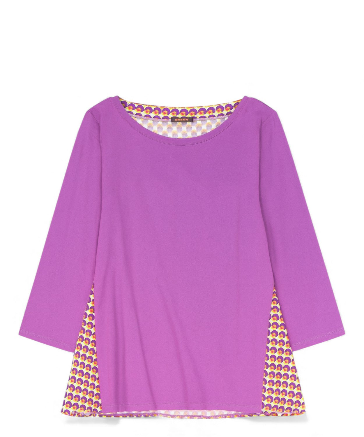 Blusa Viola con Inserti Fantasia Geometrica