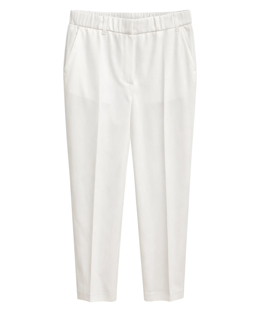 Blubianco Trousers with Elastic Waist and Pleat