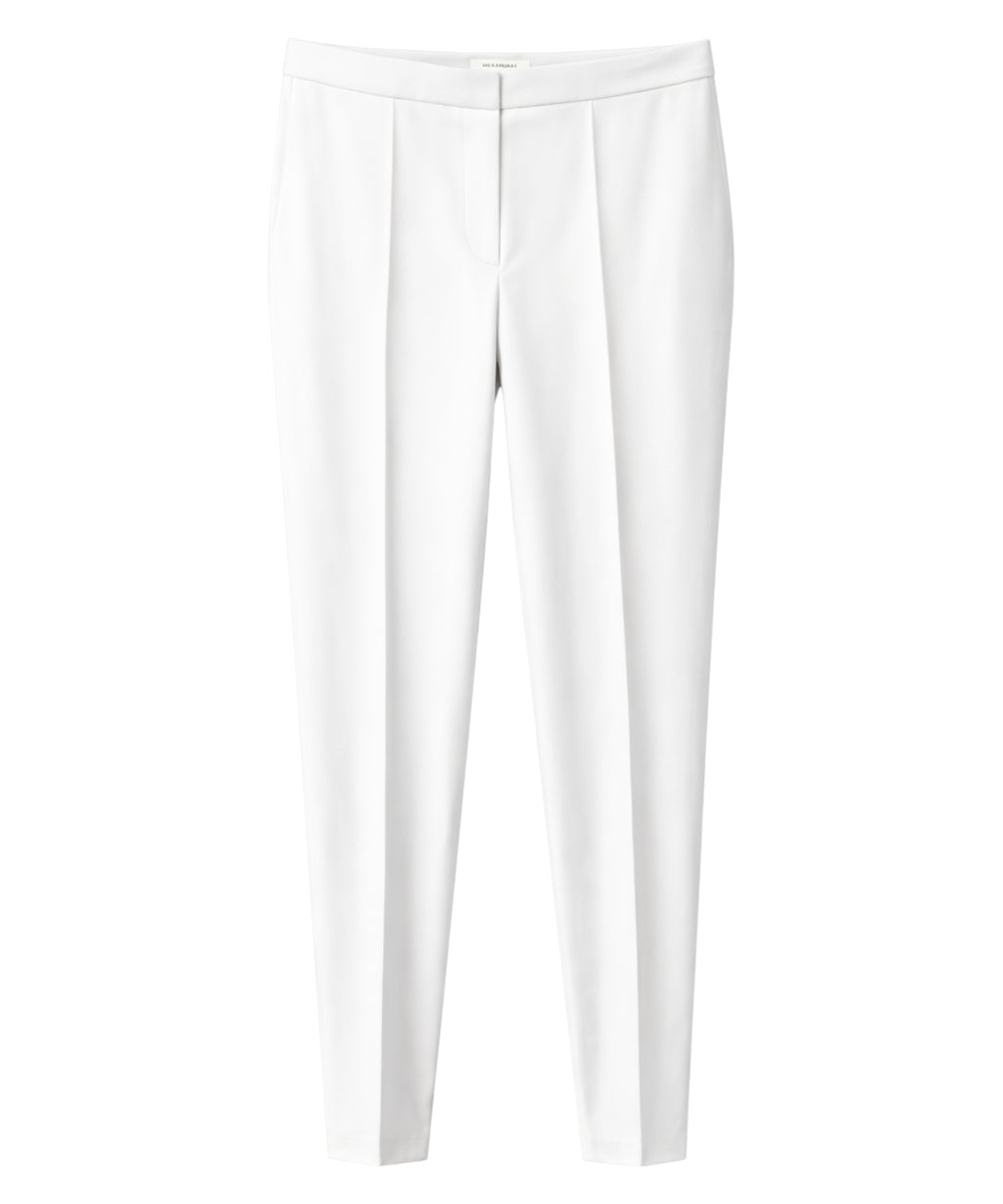 Blue and White Tailored Trousers with Central Pleat