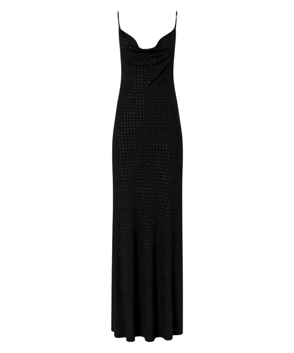 PINKO Long Slip Dress with Rhinestones